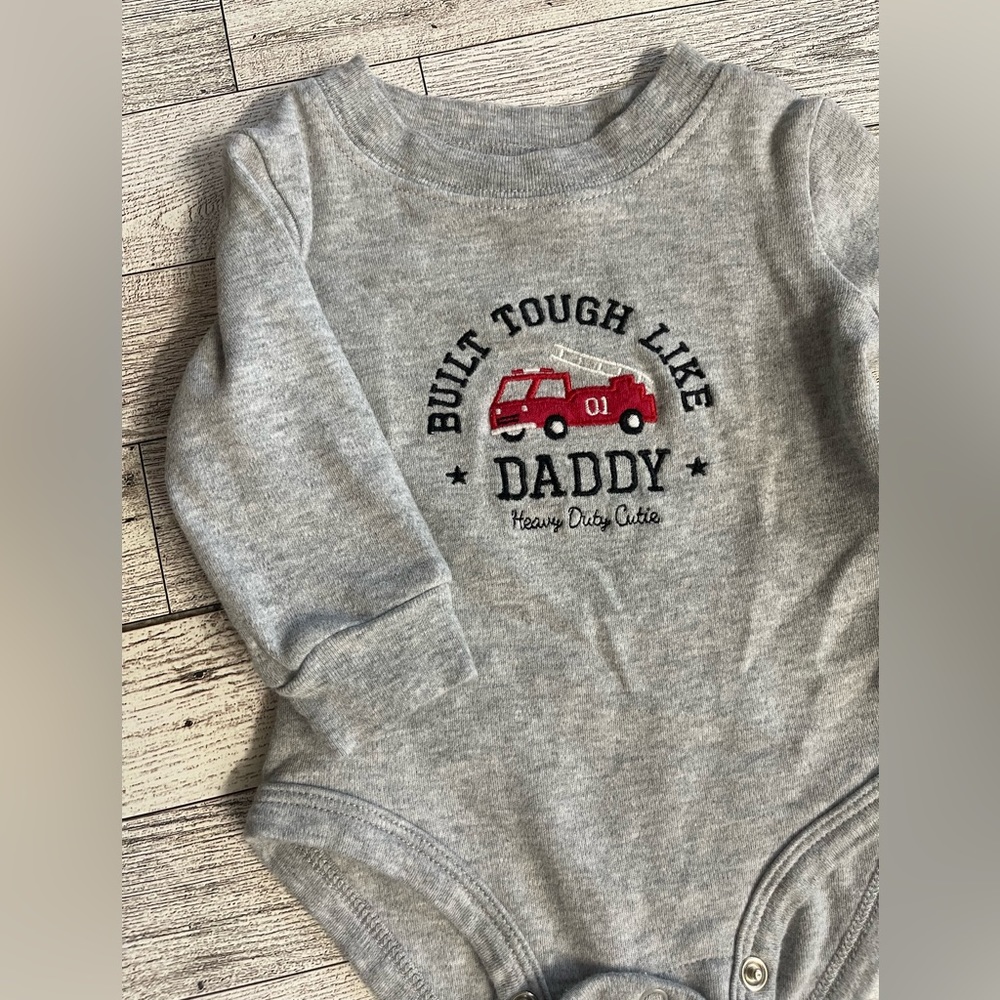 “Tough like daddy” long sleeve onesie